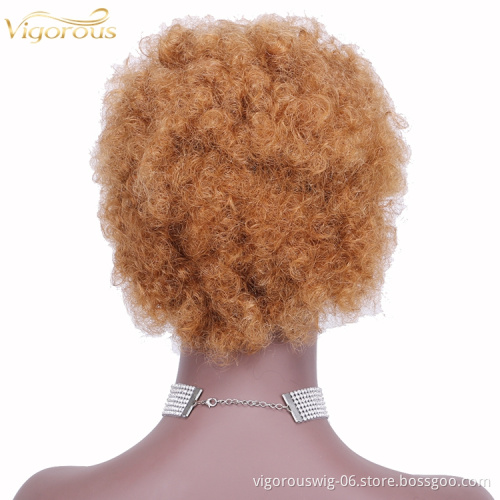 Afro curly wholesale inch short bob pixie cut wave blonde cheap glueless brazilian raw human hair wigs black women